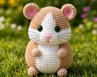 Joli motif au crochet pour hamster PDF, tutoriel hamster amigurumi kawaii, motif animal au crochet pour débutant, peluche cadeau bricolage