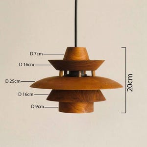 Lámpara colgante escandinava de madera maciza de teca hecha a mano