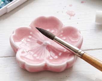 Botanical Floral Theme Pen Holder, Maple Cherry Blossom Plum Blossom Pen Rest, Multi-Functional Brush Holder, Desktop Decorative Ornament