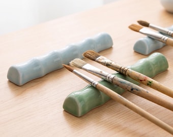 Buy One Get One Free, Handmade Ceramic Bamboo Brush Rest, Oil Painting Tool Holder, Artist Supply Accessory, Painter Tool, Gift For Artists