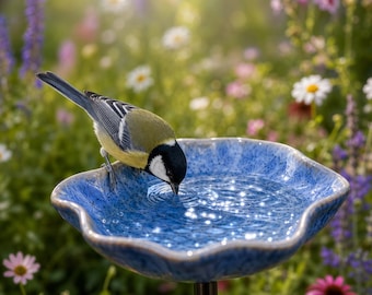 Paletto per abbeveratoio per uccelli in ceramica a forma di fiore / Mangiatoia per uccelli e farfalle da esterno / Decorazione da giardino, regalo per impollinatori