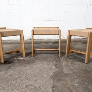 Cantilever Stool, White Oak, Woven Danish Cord, Mid-Century, Hardwood, Rian Collection image 8