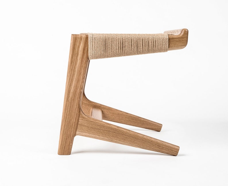 Cantilever Stool, White Oak, Woven Danish Cord, Mid-Century, Hardwood, Rian Collection image 7