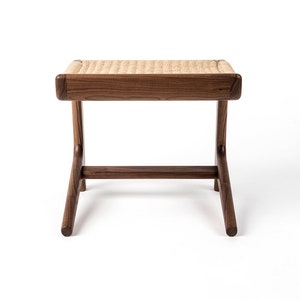 Cantilever Stool, Walnut, Woven Danish Cord, Mid-Century, Hardwood, Rian Collection image 5