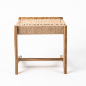 Cantilever Stool, White Oak, Woven Danish Cord, Mid-Century, Hardwood, Rian Collection image 2