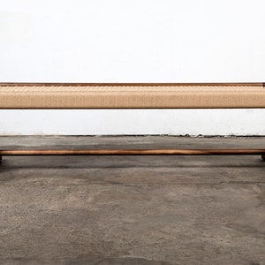 Long, Cantilever Bench, Bedroom, Entry Way, Woven Danish Cord, Mid-Century, Walnut, Hardwood image 3