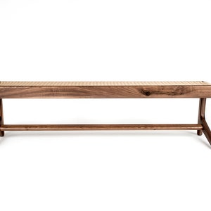 Long, Cantilever Bench, Bedroom, Entry Way, Woven Danish Cord, Mid-Century, Walnut, Hardwood image 9