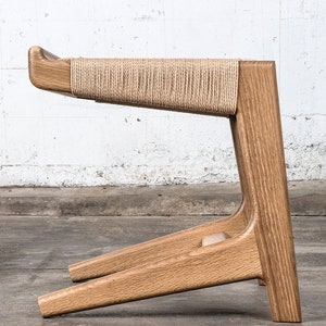 Cantilever Stool, White Oak, Woven Danish Cord, Mid-Century, Hardwood, Rian Collection image 9