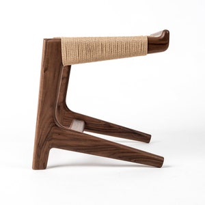 Cantilever Stool, Walnut, Woven Danish Cord, Mid-Century, Hardwood, Rian Collection image 8