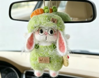 Crochet Rabbit, Elf Rabbit, Girl's Car Charm, Backpack Pendant, Customizable Rabbit, Gift for Couples,Rear View Mirror Accessory