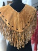 50% Off, Vintage Leather Fringe Yolk, Brown Leather Collar, One Size 