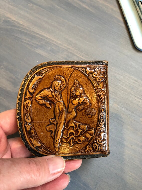 Antique Spanish Hand Tooled Leather Coin Purse, Victo… Gem