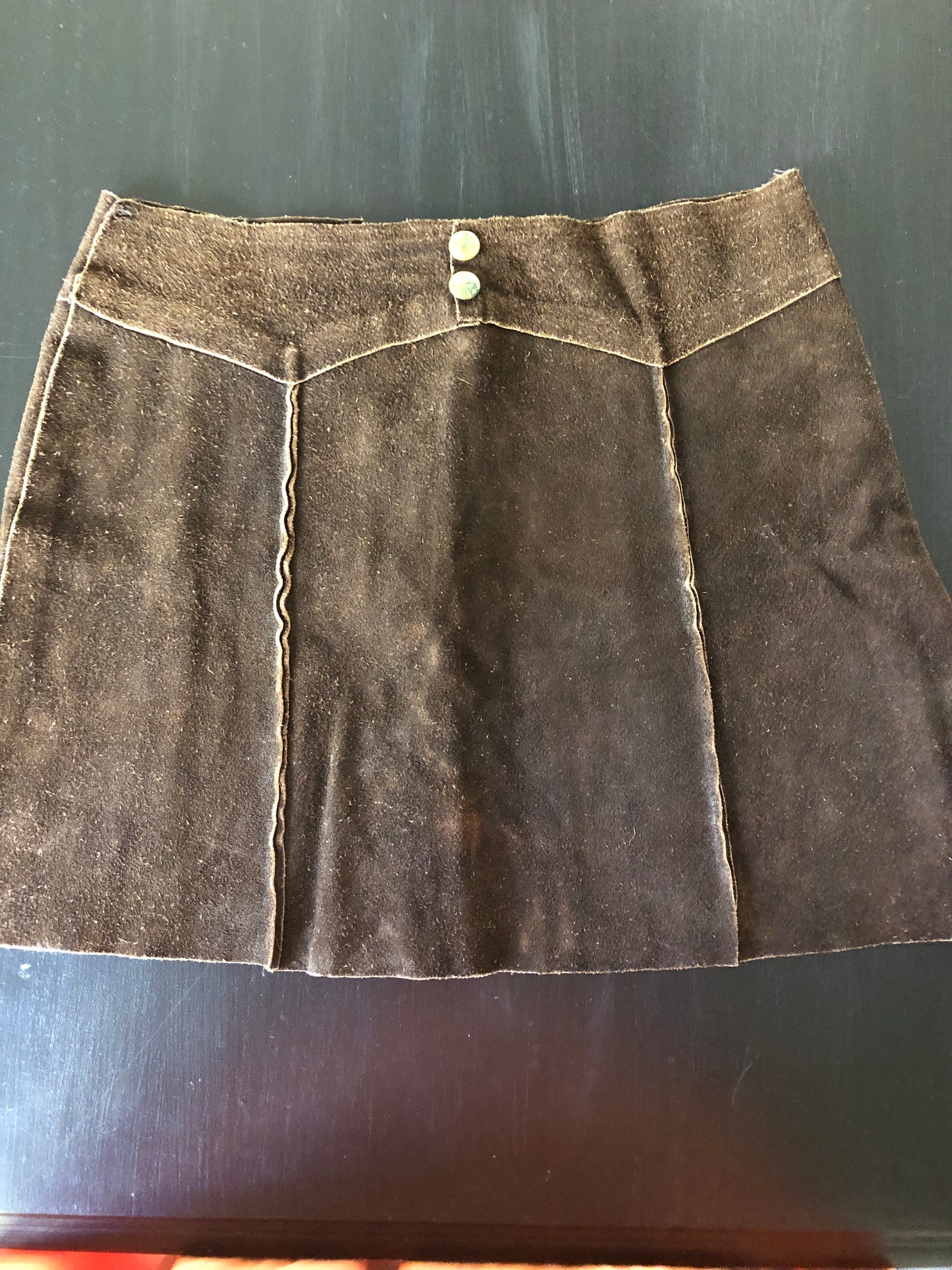 Brown Suede Mini Skirt Tattered and Torn Leather Mini Skirt | Etsy