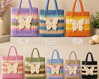Crochet Butterfly Tote Bag Pattern PDF, Beginner Crochet Bag Tutorial, Handmade Shoulder Bag Guide, Crochet Purse Pattern