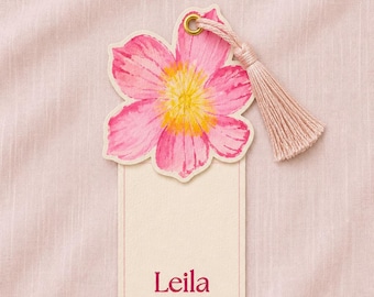 Floral Tischkarte Tag Vorlage, Aquarell rosa Blume Quaste, handbemalt, Brautparty, Canva bearbeitbar, druckbar, Instant Download