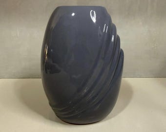 Vintage Rubens Originals Blue/Gray Ceramic 1980s Art Deco Vase 7"