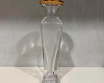 KRISTA Kolor Tulip Glass Vase with Gold trim, lead Crystal made in Italy 24%