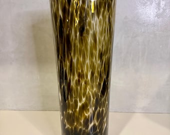 Vintage Hand Blown Murano Style Glass Vase in Tortoiseshell, made in Poland with sticker