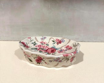 Cottage Farmhouse Shabby Chic Rose/Peony Doap Dish vintage 1980s