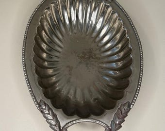 Vintage Shell Bowl Silver-Tone Serving Tray