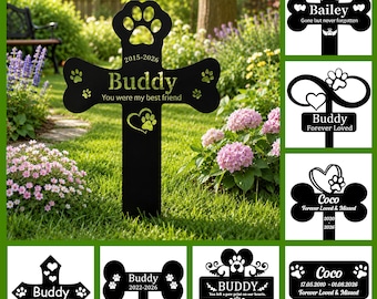Estaca conmemorativa de metal personalizada para mascotas, marcador de tumba personalizado, letrero conmemorativo para perros y gatos, estaca de jardín con forma de cruz, estaca para entierro de mascotas, regalo para recordar a una mascota fallecida