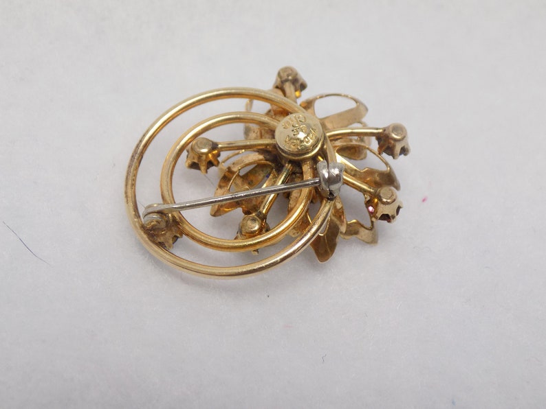 Retro Brooch Jewelry Vintage Lotus Flower Pin Rhinestone Jewelry Gold Filled Pin cRc Reis Co Rhinestone Brooch Flower Jewelry