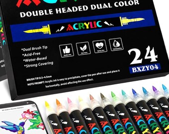 ARTISTRO Gold Acrylic Paint Markers 5 Pack Brush & Fine Tip Paint Pens