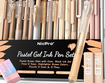 Nicpro 22 PCS Pastel Gel Ink Pen Set with Highlighters & Mechanical Pencils
