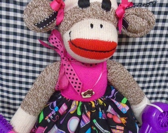 Beautician, Stylist Cosmetologist Sock Monkey Doll