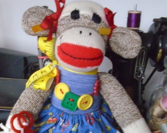 Sew, Sew happy Sock Monkey Doll