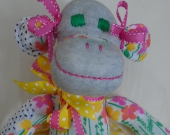 Rosy Posy The Flower Girl Sock Monkey Doll