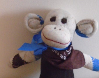 Little Boy Monkey Blue And Brown Argyle