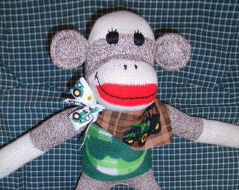 Bambola della scimmia calzino marrone John Deere