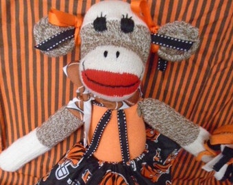 Cincinnati Bengal NFL Cheerleader Sock Monkey Doll