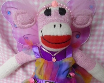 Flitty Fairy Pink Sock Monkey Doll