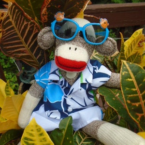 Beach Blanket Surfer Boy Classic Brown Sock Monkey Doll
