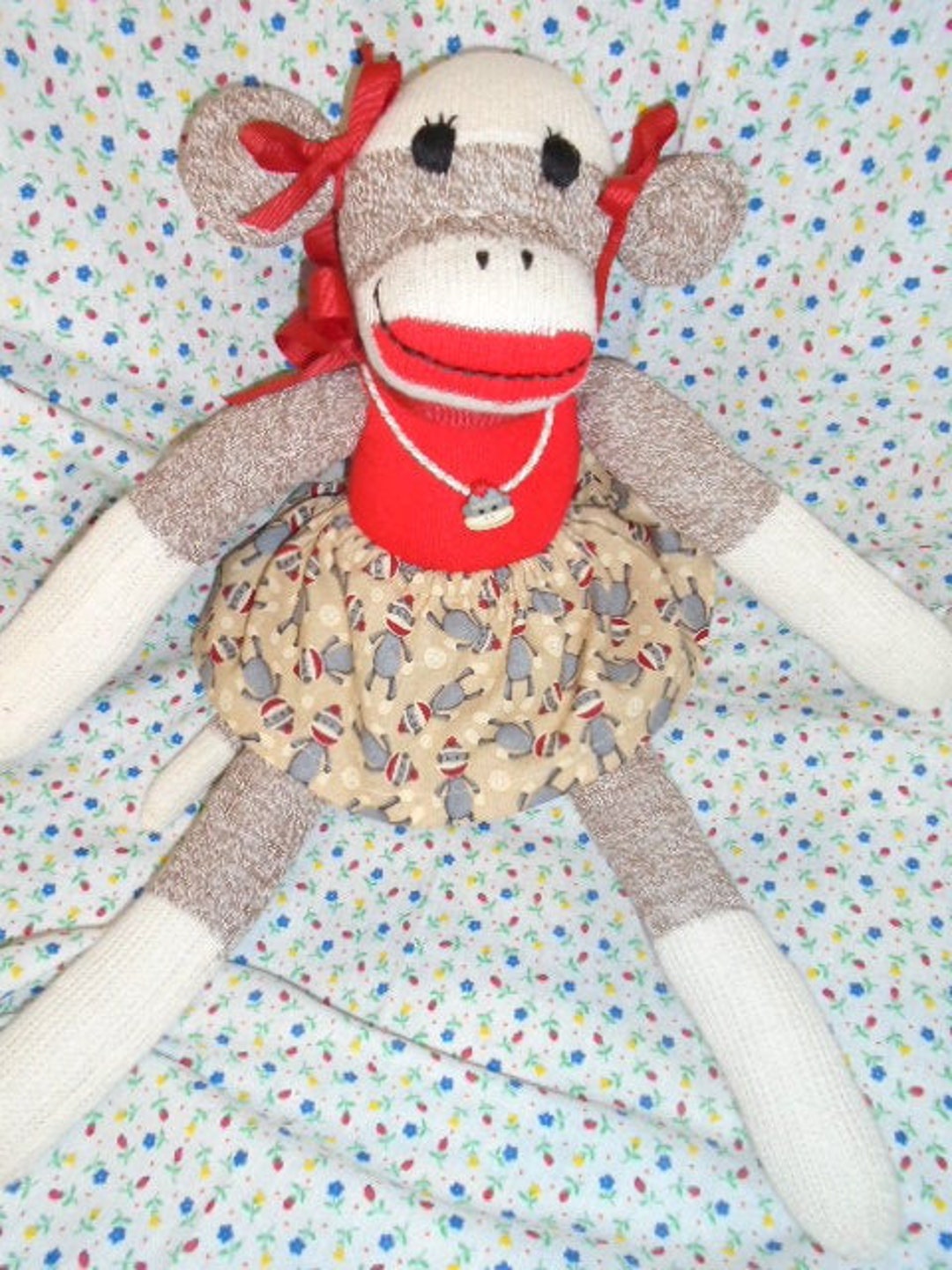 Monkey Business Brown Sock Monkey Girl Doll in Monkey Skirt and