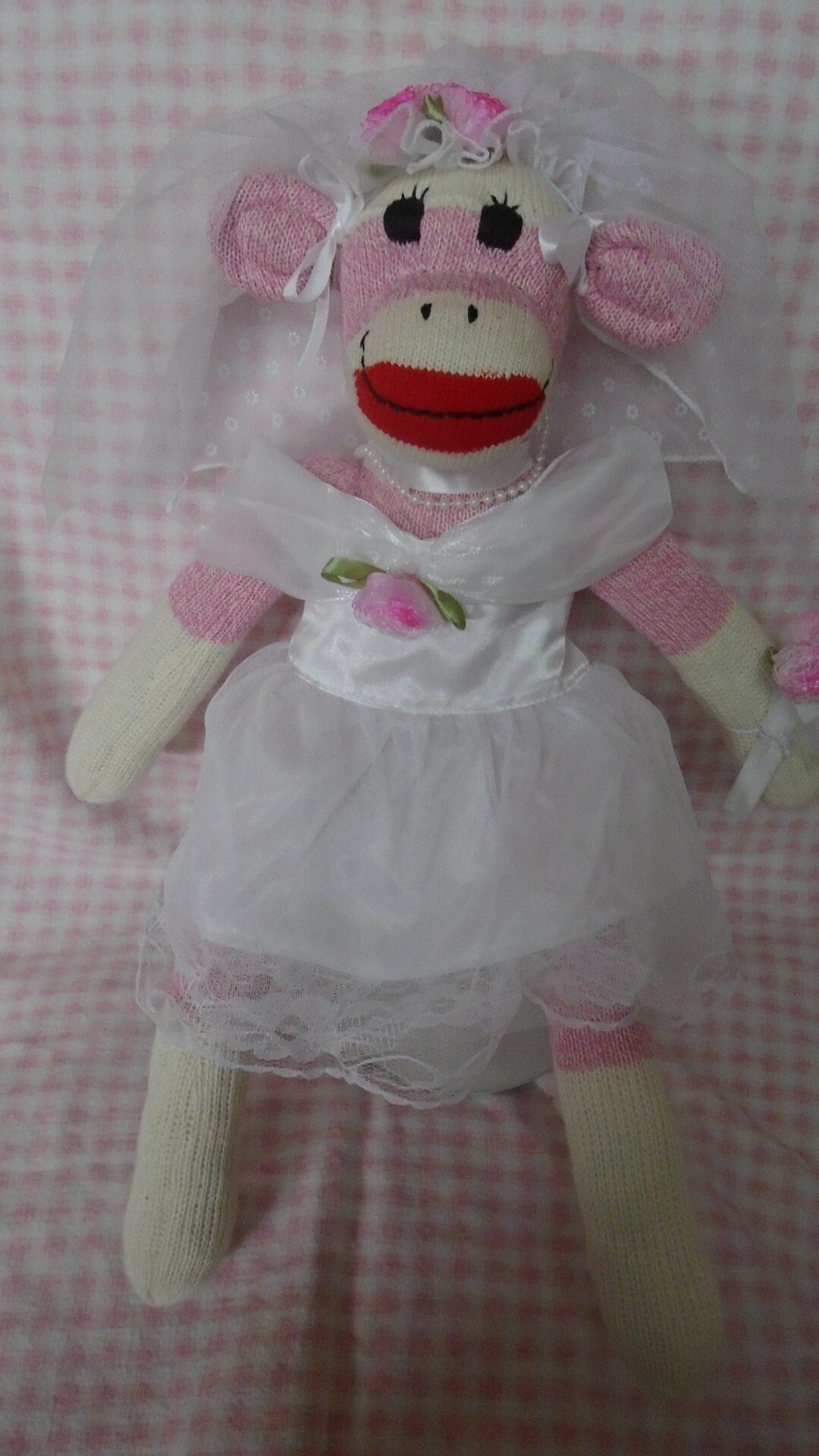 Wedding Bride Red Heel Sock Monkey Doll Pink Or Brown