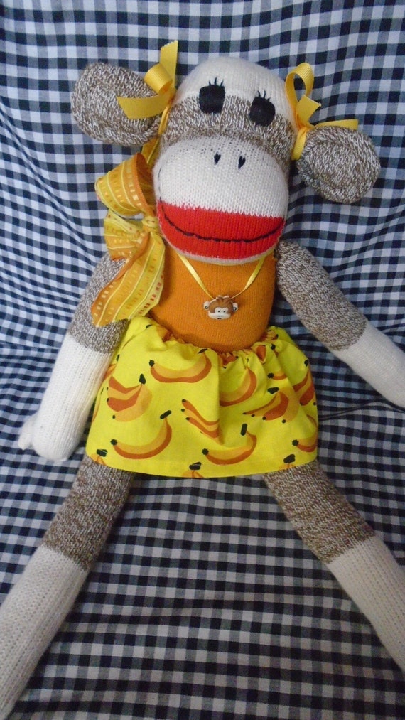 Classic Red Heel Sock Monkey Doll Girl 