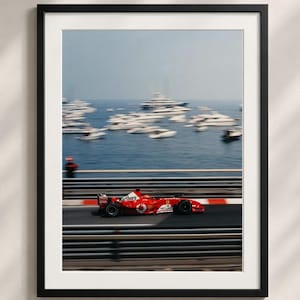 Formule 1, autoposter, Ferrari-poster, retroprints, esthetische kamerdecoratie, F1-poster, afdrukbare kunst, kamerdecor, prints museumkwaliteit
