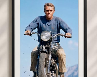 Steve McQueen, poster di motociclette, stampe fotografiche, arte murale con giornali, arte murale di qualità museale, decorazione per la stanza
