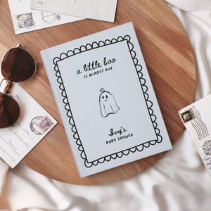 Libro de firmas para baby shower de Little Boo para mamás primerizas / Diario de recuerdos de Halloween con un lindo fantasma para bebés / Cuaderno de tapa dura personalizado