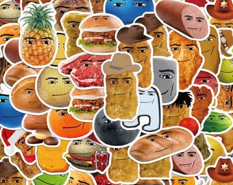 Pacote com 50 adesivos de memes de lanches, adesivos engraçados, adesivos para amantes de comida, adesivos inusitados, adesivos virais para lancheiras, capas de celular e fãs de memes.