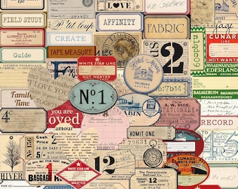 50 STÜCKE Retro Label Sticker Pack, Vintage-Aufkleber, Ticketaufkleber, Zahlenaufkleber, Ephemera-Aufkleber für Journals, Scrapbooks, Mail Art