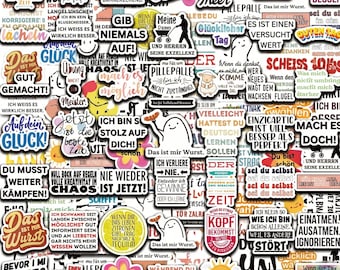 50 STÜCKE Aufkleber mit deutschem Spruch, humorvolle Aufkleber, mutige Aufkleber, inspirierende Aufkleber, Sprachaufkleber für Notizbücher, Ordner, Lernende