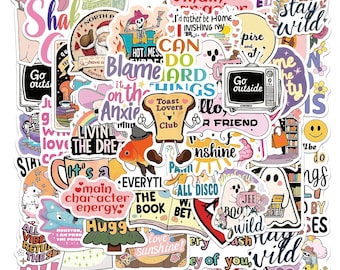 Pacote com 50 adesivos divertidos e originais, adesivos engraçados, adesivos literários, adesivos de memes, adesivos coloridos para cadernos, decoração de mesa, para amantes de café.