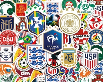 Pacote com 35 adesivos de escudos de futebol, adesivos de emblemas de clubes de futebol, adesivos no estilo de seleções nacionais para laptops, garrafas e para torcedores.