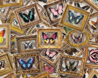 50 Stück verzierte Schmetterlings-Aufkleber, klare Aufkleber, antike Aufkleber, Goldaufkleber, Insektenaufkleber für Alben, Geschenkkarten, Sammelalben