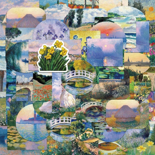 55PCS Impressionist Art Sticker Pack, Vintage Stickers, Scenic Stickers, Flower Stickers, Painting Stickers for Journals, Planners, Students