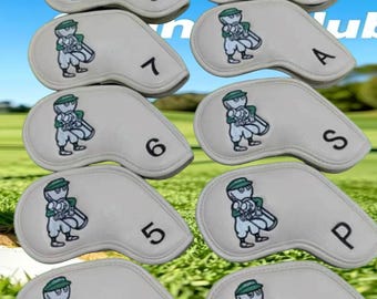 マルボン ゴルフクラブ キャディ アイアン ヘッドカバー レザー マグネット式 4-9、P、X、A、S